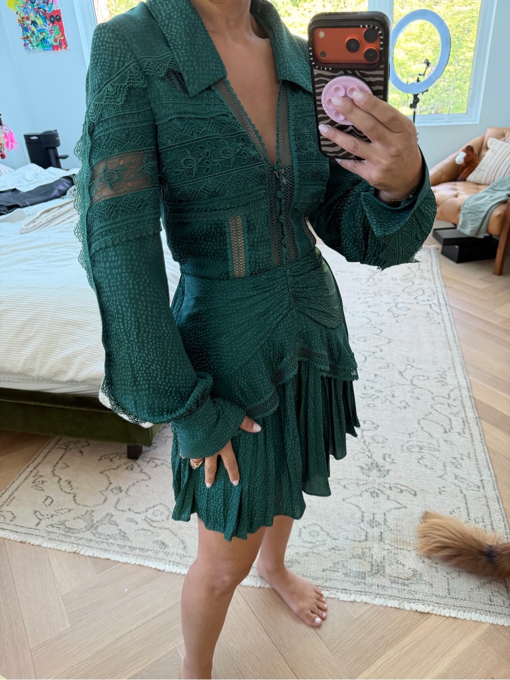 Self Portrait Lace Trim Shirt Dress